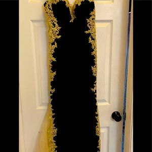 Gold and black embroidered dress